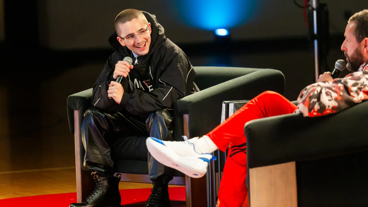 Timothee Chalamet and Adam Sandler talk about their careers at a Q&A and basketball game