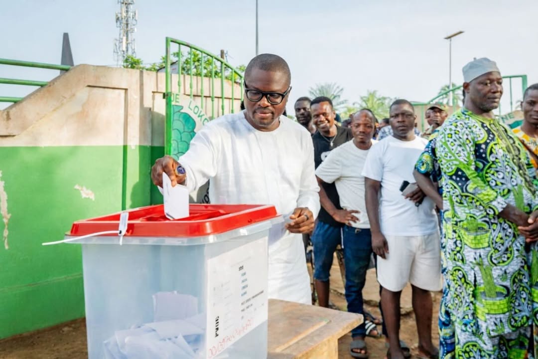 omuald Wadagni casting his ballot at a polling station during the Benin presidential election on Sunday, 12 April 2026.