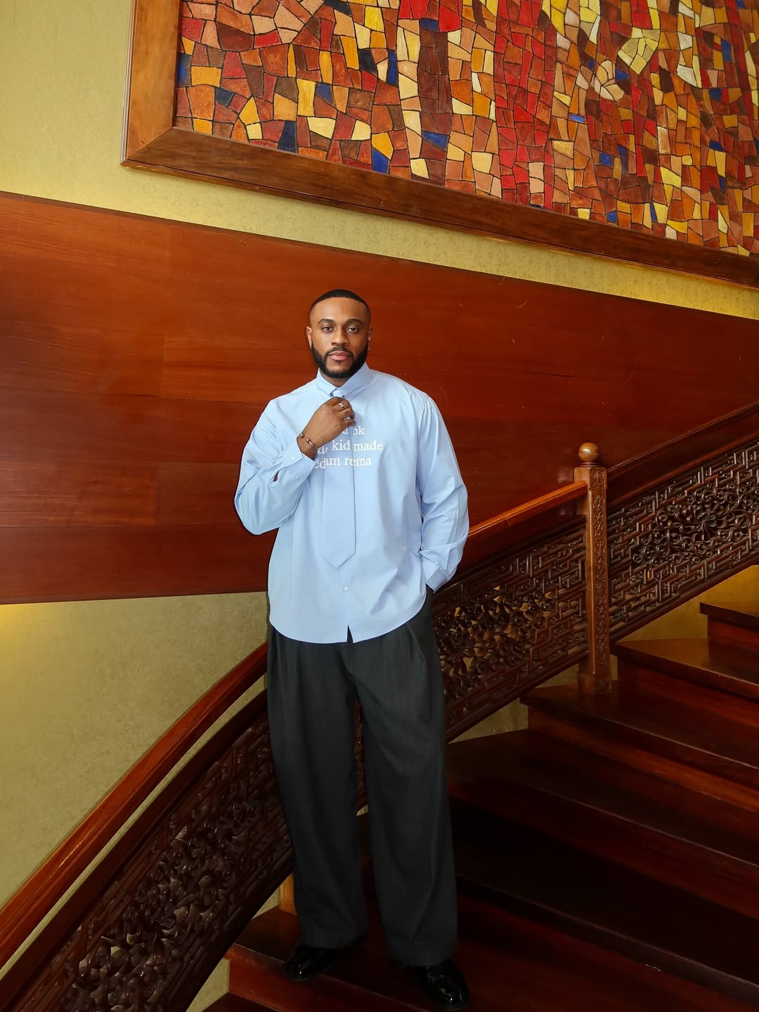 modern fashion man wearing blue shirt