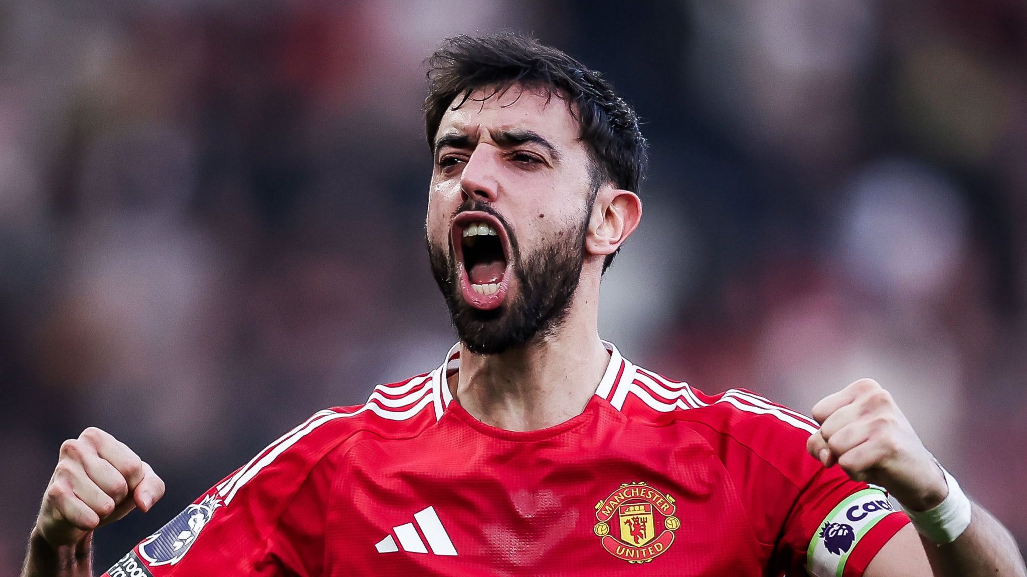 Bruno Fernandes in a Manchester United red jersey
