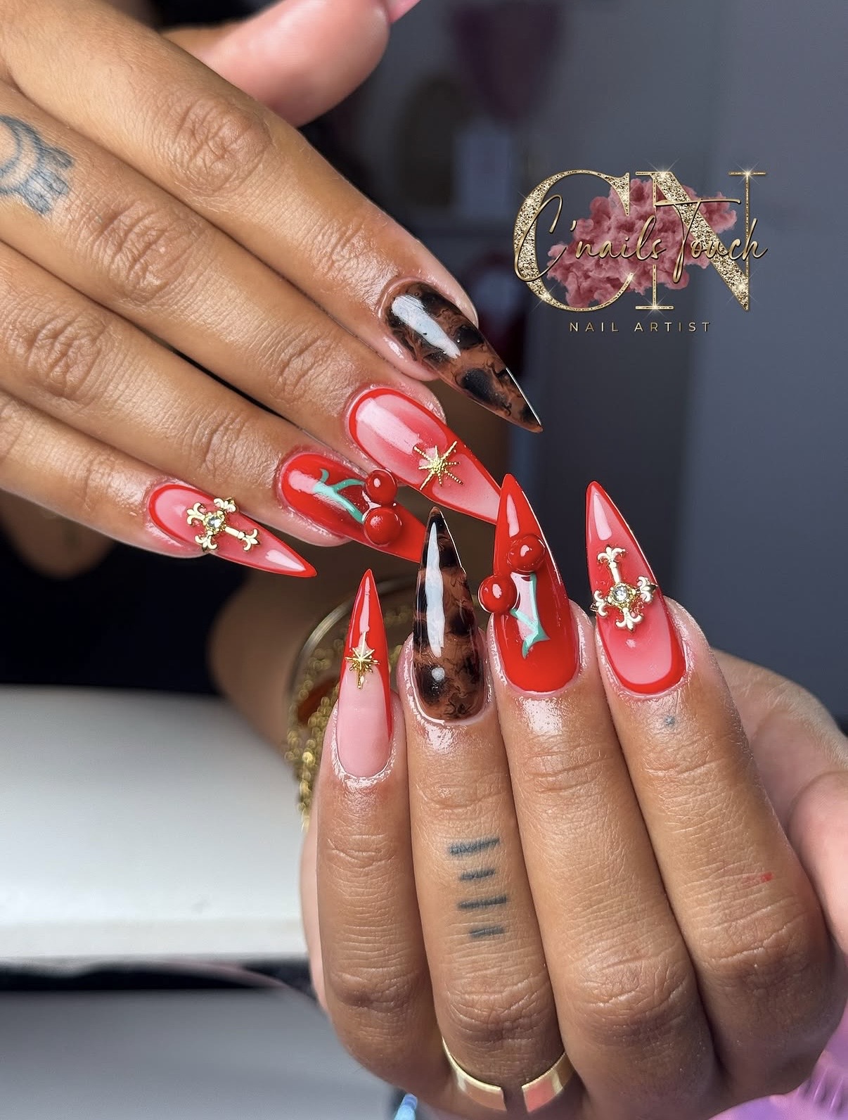 summer cherry red nails