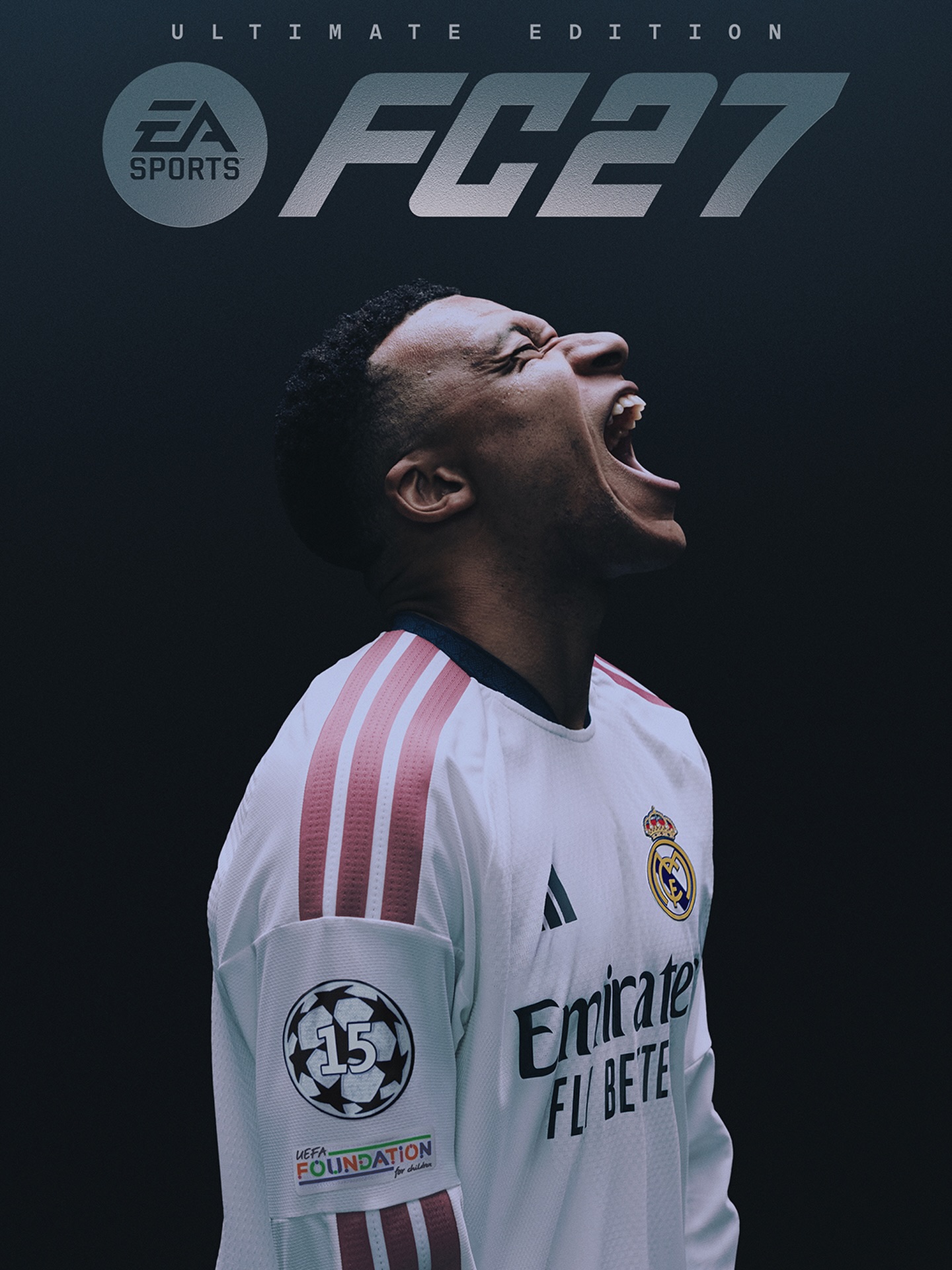 EA SPORTS FC 27 cover featuring Kylian Mbappe and Jude Bellingham Ultimate Plus Edition