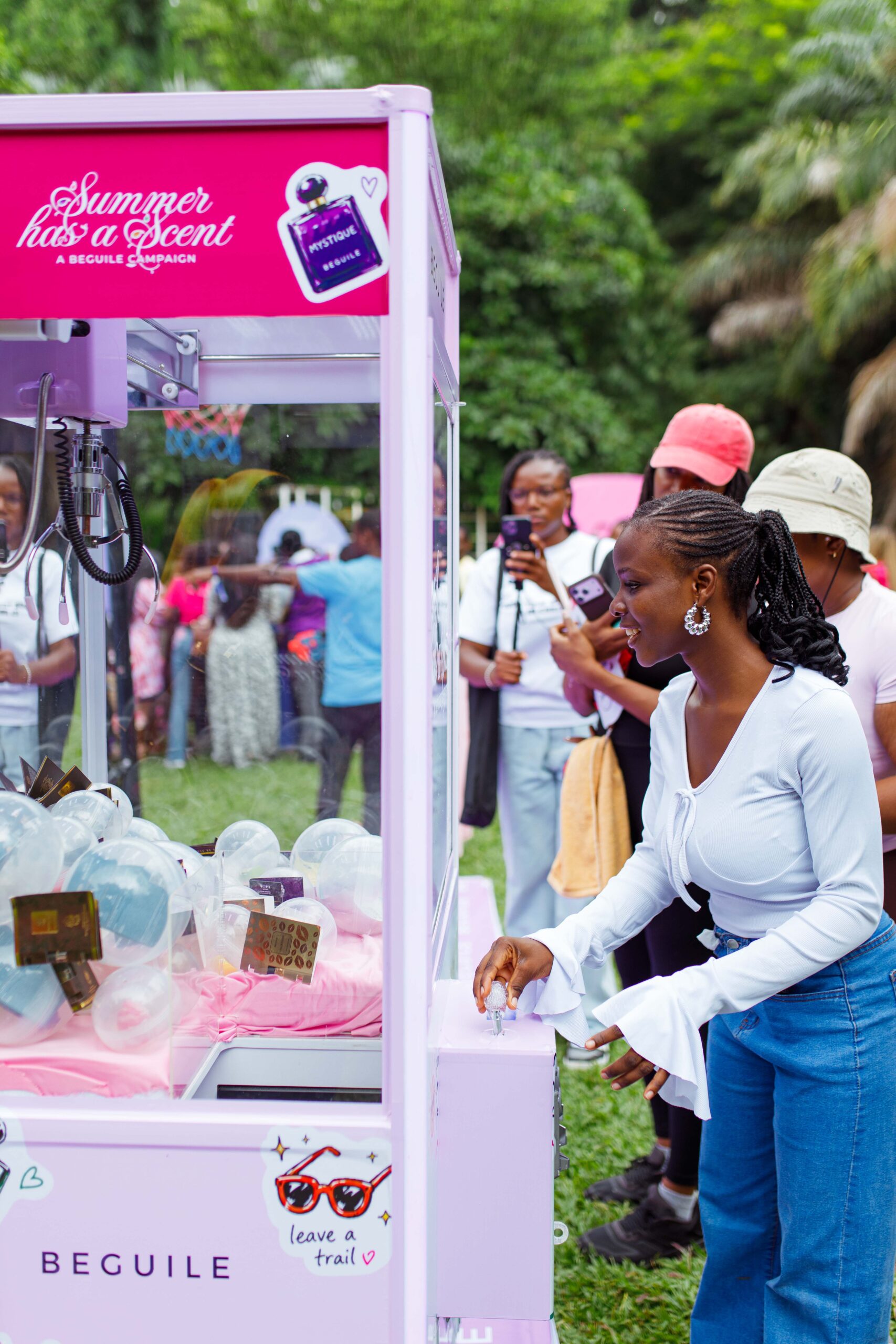 Beguile Summer Has a Scent fragrance pop-up setup at Sarius Palmetum, Maitama, Abuja